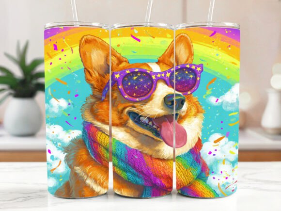 20 Oz Corgi Dog Tumbler Image Wrap