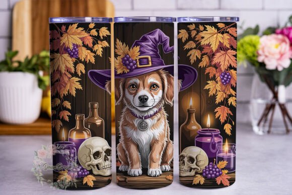 Autumn Witch Dog 20oz Tumbler Wrap