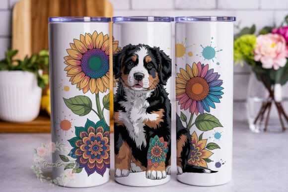 Bernese Dog Mandala Sunflower 20oz Tumbl