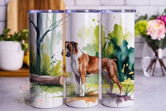Boxer Dog Watercolor Forest 20oz Tumbler