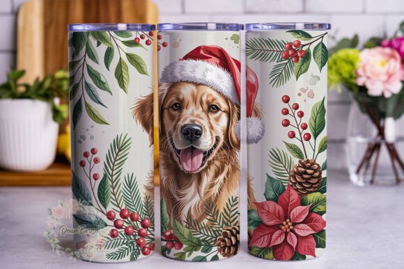 Christmas Dog Floral 20oz Tumbler Wrap