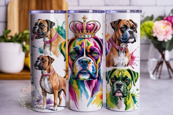 Colorful Boxer Dog Watercolor 20oz Tumbl