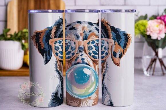 Cool Dog Floral Glasses 20oz Wrap