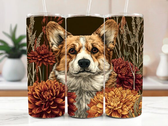 Corgi Dog 20oz Skinny Tumbler Wrap