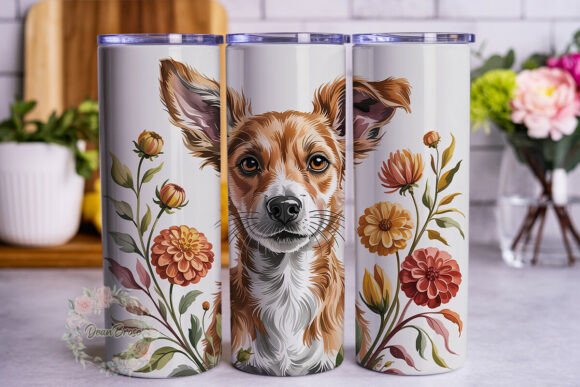 Corgi Dog Floral Art 20oz Tumbler Wrap