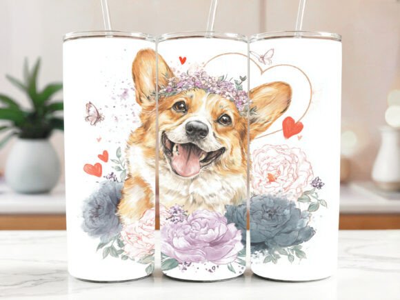 Corgi Tumbler Wrap PNG Design Dog