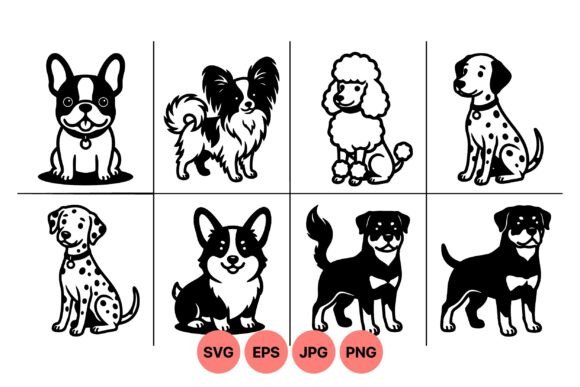 Cute Dog Breed Silhouette Clipart