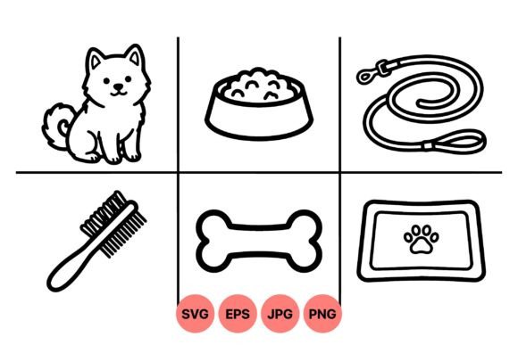 Cute Dog Care Clipart Icons