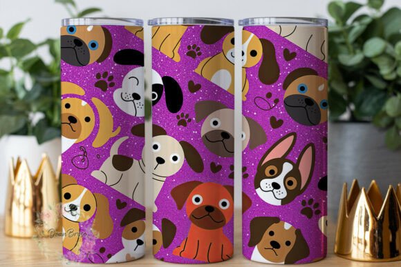 Cute Dog Faces Glitter 20oz Tumbler Wrap
