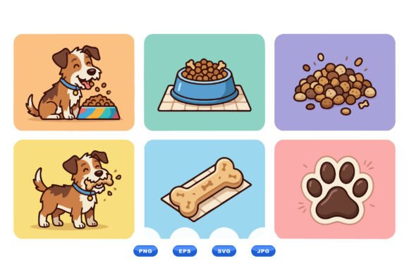 Cute Dog Food Cartoon Clipart