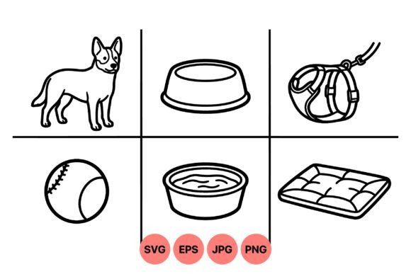 Cute Dog Supplies Clipart Set