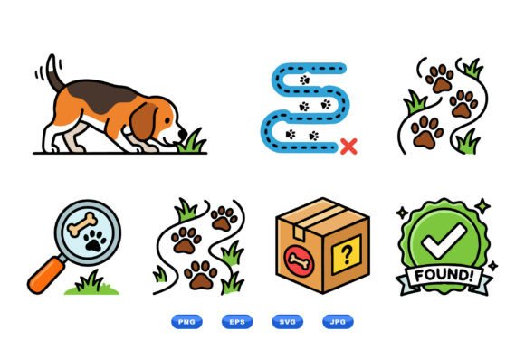 Cute Dog Tracking Vector Icons