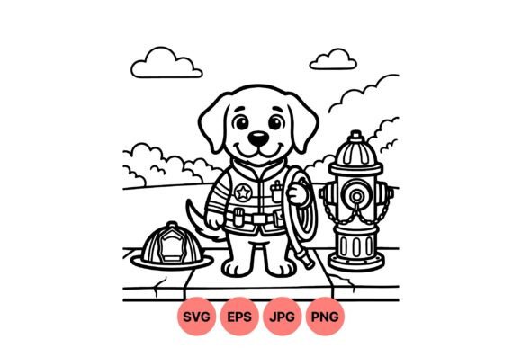 Cute Firefighter Dog Clipart