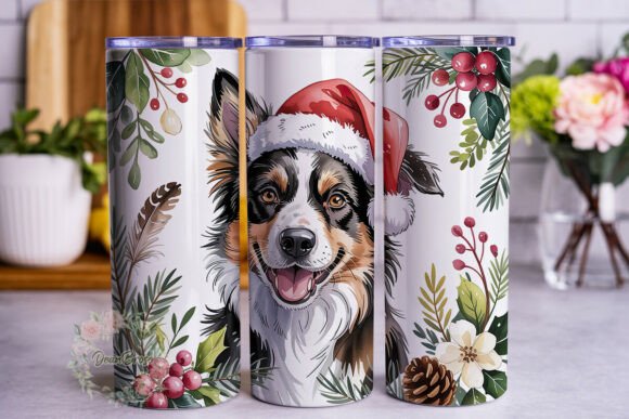 Dog Christmas Winter Floral Skinny PNG