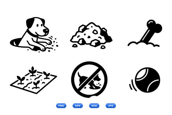 Dog Digging Icon Collection