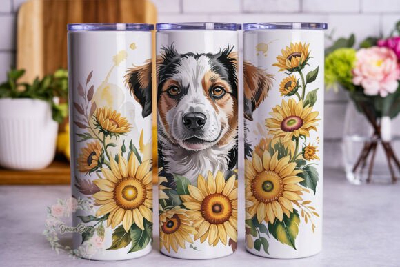 Dog Sunflower Watercolor 20oz Wrap