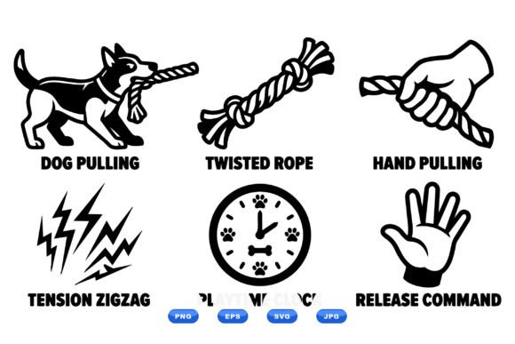 Dog Tug Rope Icons Set Review