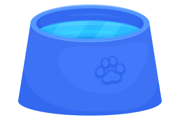 Dog Water Bowl Cartoon Icon. Plastic Con