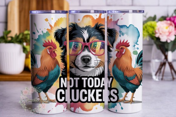 Dog with Pink Glasses Rooster 20oz Tumbl