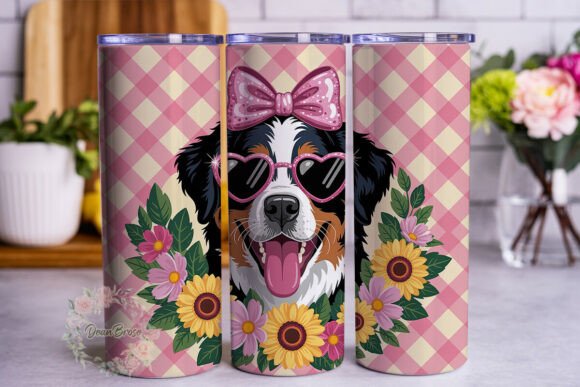 Dog with Sunflowers 20oz Tumbler Wrap