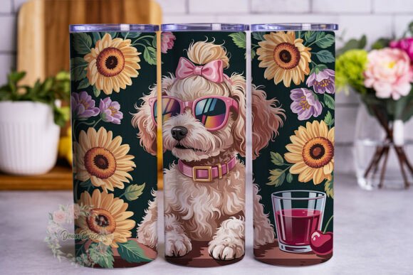 Dog with Sunglasses Sunflower 20oz Tumbl