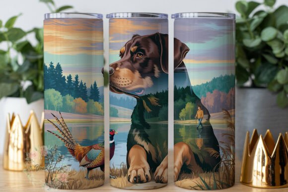 Forest Dog Silhouette Landscape Tumbler