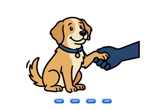 Friendly Dog Paw Shake Illustration