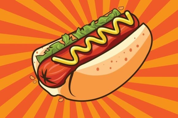 Hot Dog with Sunburst Vintage Style