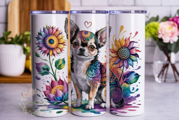 Mandala Dog Sunflower 20oz Tumbler Wrap