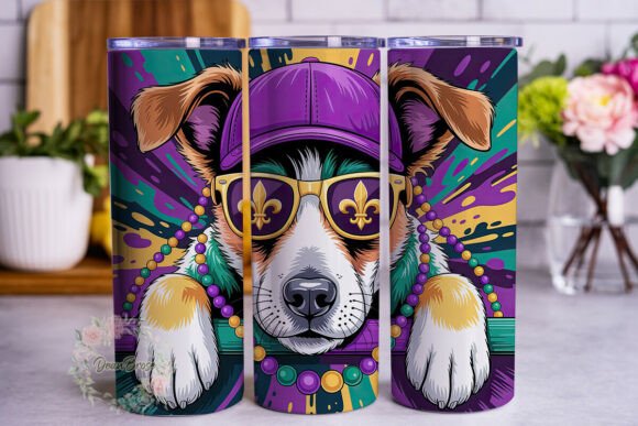 Mardi Gras Dog Pop Art 20oz Tumbler Wrap