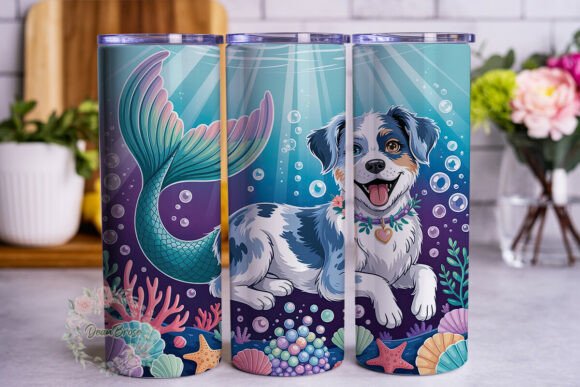 Mermaid Dog Undersea 20oz Tumbler Wrap