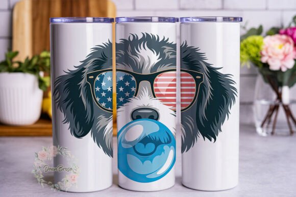 Patriotic Dog Bubble Gum Tumbler Wrap