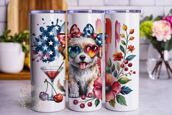 Patriotic Dog Watercolor 20oz Tumbler Wr