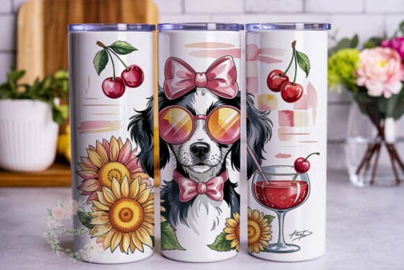 Pink Sunglasses Dog 20oz Tumbler Wrap