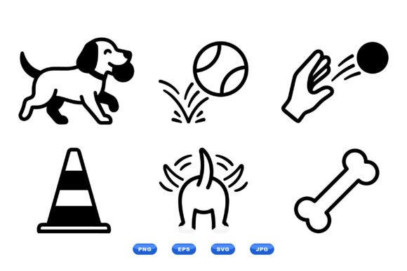 Playful Dog Icon Clipart Pack