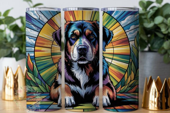 Stained Glass Dog 20oz Tumbler Wrap