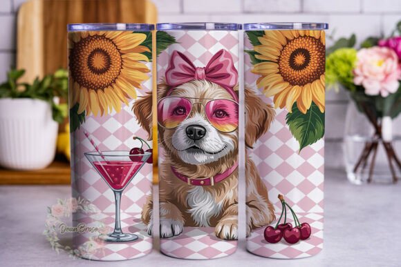 Summer Dog Sunflowers 20oz Tumbler Wrap