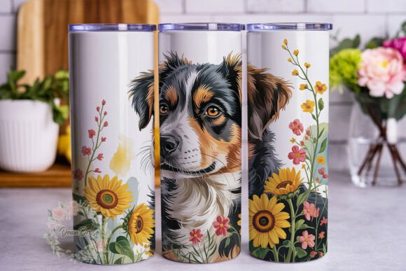 Sunflower Dog Art 20oz Tumbler Wrap